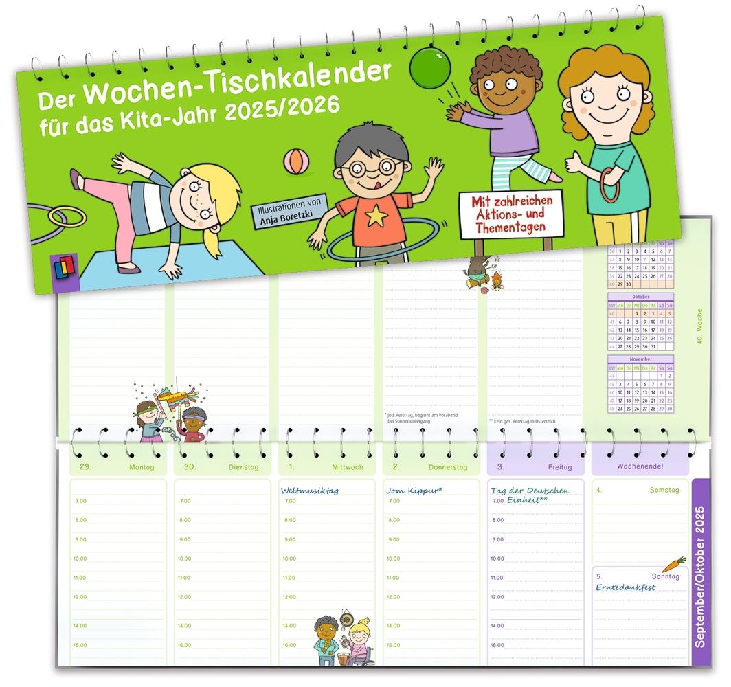 Der Wochen-Tischkalender für das Kita-Jahr 2025/2026