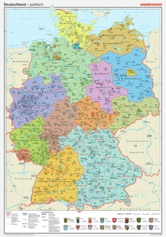 Posterkarten Geographie: Deutschland: politisch/Bundesländer