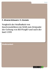 Vergleich der Strafbarkeit von Insolvenzdelikten im StGB zum Zeitpunkt der Geltung von KO/VerglO und nach der InsO 1999