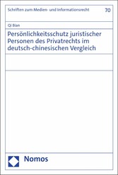 Persönlichkeitsschutz juristischer Personen des Privatrechts im deutsch-chinesischen Vergleich