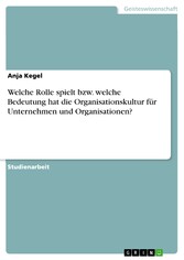 Welche Rolle spielt bzw. welche Bedeutung hat die Organisationskultur für Unternehmen und Organisationen?